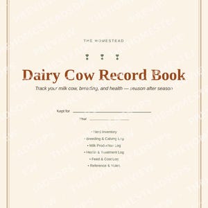 Dairy Cow Record Book | Milk Cow Keeping Log | Breeding & Health Tracker | Printable PDF image 1