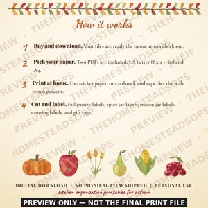 Fall Pantry Labels Printable | Autumn Jar Labels, Harvest Kitchen, Spice, Canning and Mason Jar Labels | Watercolor Pumpkin Spice Set image 7