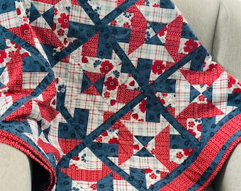 Patriotic floral quilt handmade