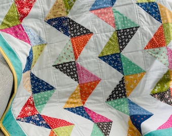 Chevron floral quilt handmade