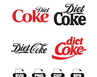 Paquete de logotipos de Diet Coke en formato SVG, PNG, DXF y EPS / Archivo de corte de logotipo de refresco / Descarga instantánea para Cricut y Silhouette
