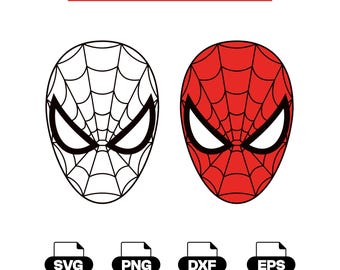 Spiderman-huvud (Svg Png Dxf Pdf Eps) Digital nedladdning | Cricut-fil