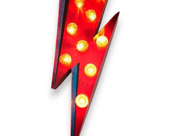 Temerity Jones Lightning Bolt Marquee Light David Bowie Inspired Glam Rock LED Wall Decor