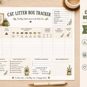 Katzenklo-Tracker zum Ausdrucken | Gesundheitstagebuch für Haustiere (Digitaler Download)