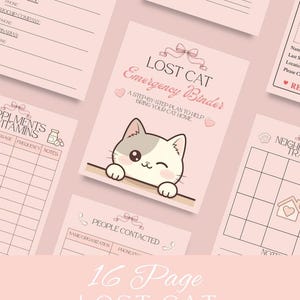 Lost Cat Emergency Binder Printable | Missing Cat Planner | Pet Emergency Binder | Lost Pet Tracker | Cat Search Checklist |