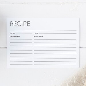 Minimalist Recipe Card Set for Recipe Box, Printed Recipe Cards | Bridal Shower Gift |   Housewarming & Hostess Gift | Mother&#39;s Day