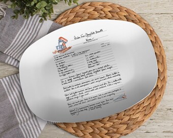 Original Handwritten Recipe to Serving Platter / Recipe gift idea