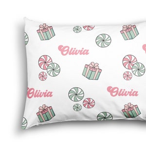 PERSONALIZED CHRISTMAS Kids Name Pillowcase and Toddler Pillowcase Christmas Candy Pillowcase Kids Christmas Personalized Pillowcase