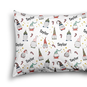 PERSONALIZED CHRISTMAS Kids Name Pillowcase and Toddler Pillowcase Christmas Gnomes Pillowcase Kids Christmas Personalized Pillowcase