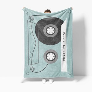Cobertor Mixtape personalizado, vários tamanhos e materiais, presente para formatura, aniversário, dia dos namorados, presente para recém-nascidos