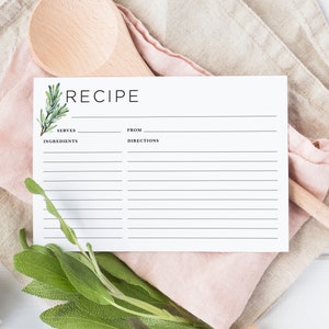 Rosemary Recipe Card Set for Recipe Box, Printed Recipe Cards | Bridal Shower Gift |   Housewarming & Hostess Gift | Mother's Day