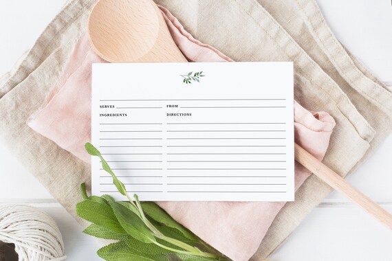 Olive Branch Rezept Kartenset Fur Rezept Box Gedruckte Etsy