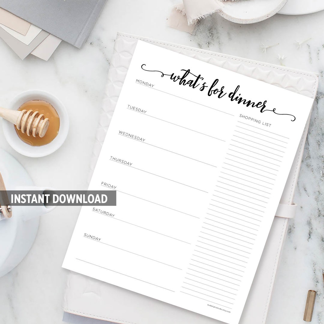 Weekly Meal Planner and Grocery List Digital Download, Printable Weekly ...