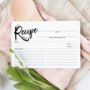 Illustrated Recipe Card Set for Recipe Box, Printed Recipe Cards | Bridal Shower Recipe Card |   Housewarming & Hostess Gift | Mother&#39;s Day