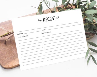 Recipe Card Set for Recipe Box or Meal Planner | Double-Sided Kitchen Recipe Card | Bridal Shower Gift | Hostess Gift | Mother's Day