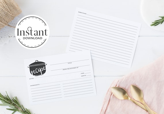 PRINTABLE Recipe Card Instant Download Recipe Card Bridal | Etsy