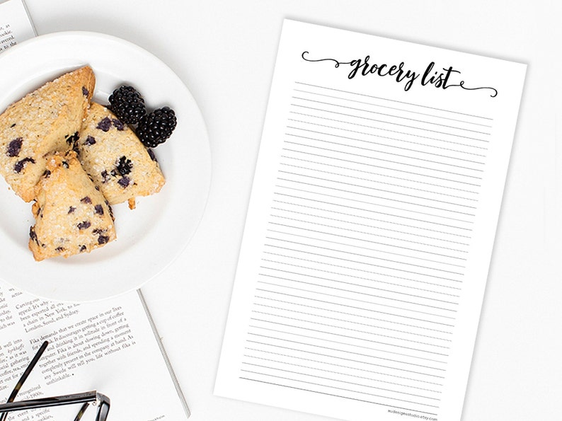 Grocery List Digital Download Printable Shopping List Instant Download