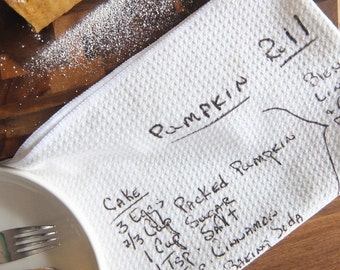 Handwriting on Towel — Custom Recipe Tea Towel - Personalized Handwritten Recipe Gift Designed by auDesigns Studio
