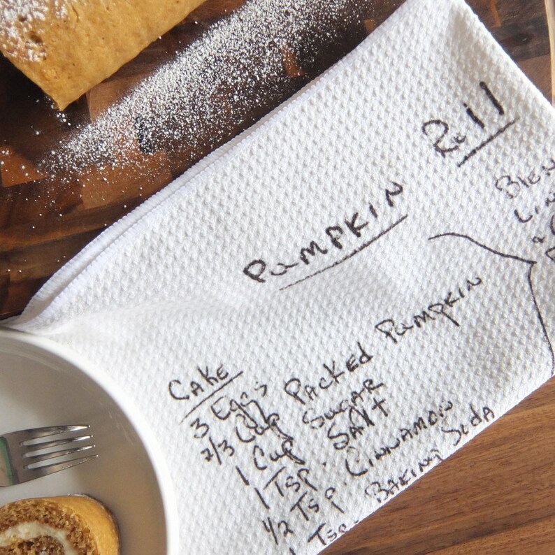 Handwritten Custom Dish Towel With Family Recipe // Meaningful Etsy