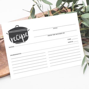 Conjunto de tarjetas de recetas de horno holandés para la caja de recetas, tarjetas de receta impresas / regalo de ducha nupcial / regalo de la casa y anfitriona / día de la madre