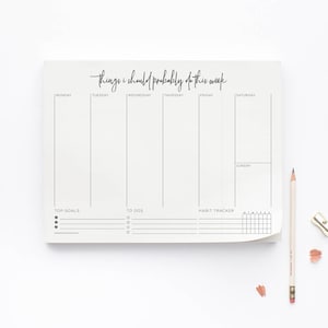 Weekly Agenda Digital Download // Things I Should Probably Do This Week // Instant Download