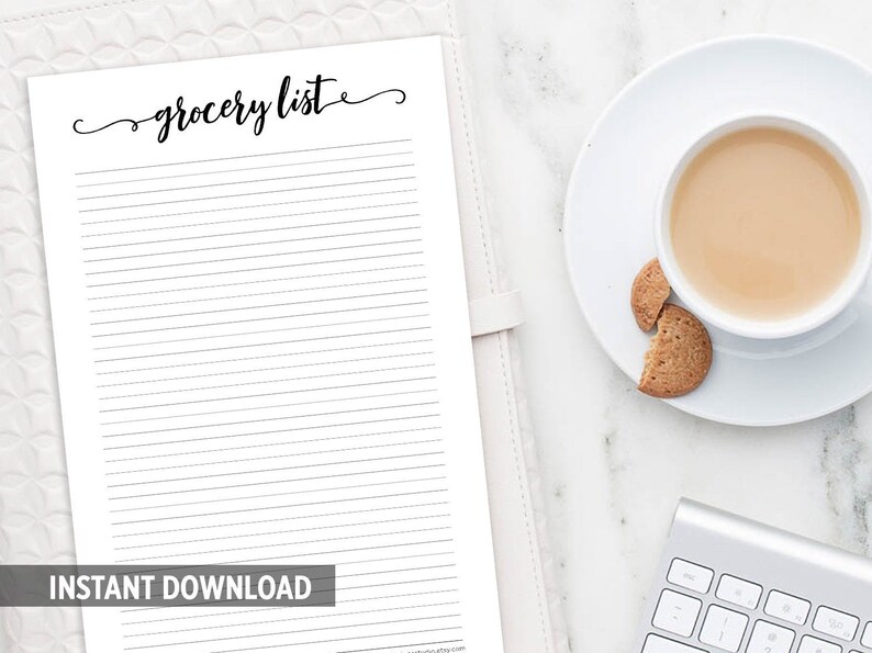 Grocery List Digital Download Printable Shopping List Instant Download
