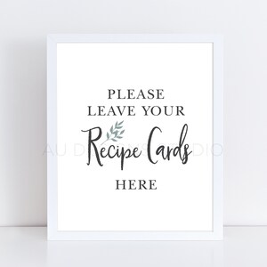 Printable Recipe Card Sign , Place Your Recipe Cards Here, Leave Your ...