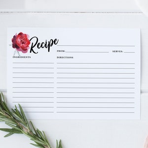 Floral Recipe Card Set for Recipe Box, Printed Recipe Cards | Bridal Shower Gift |   Housewarming & Hostess Gift | Mother&#39;s Day