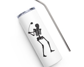 Skeleton Driver Stainless Steel Tumbler // Skeleton Golfer // Hot and Cold Tumbler // Gift for Golfer