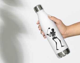Golfing Skeleton — Hitting Driver // Stainless Steel Water Bottle // Gift for Golfer // Golf Season Water Bottle