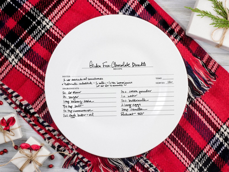 Handwritten recipe on a plate