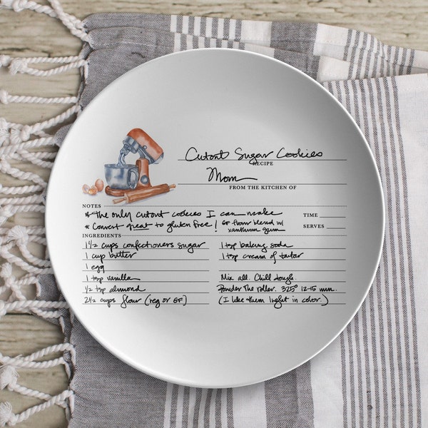 Family Recipe Plate, Custom Recipe Plate, Handwritten Recipe on Dish, Mother's Day Gift, Shower Gift, Holiday Gift, Family Heirloom