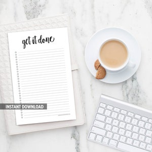Get it Done Digital Download // To Do List Notepad  // Instant Download