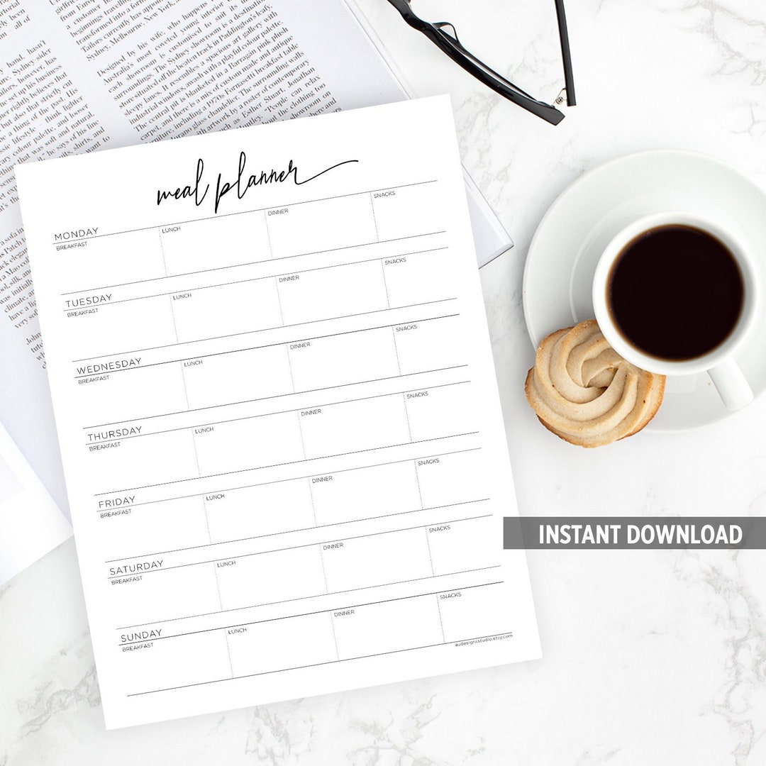 Weekly Meal Planner and Grocery List Digital Download // Printable ...
