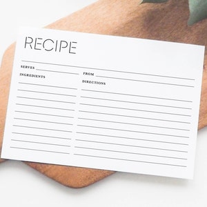 Modern Recipe Card Set for Recipe Box, Printed Recipe Cards | Bridal Shower Gift |   Housewarming & Hostess Gift | Mother&#39;s Day