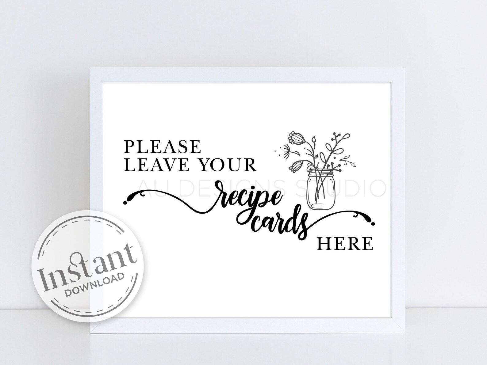 Printable Recipe Card Sign Place Your Recipe Cards Here - Etsy