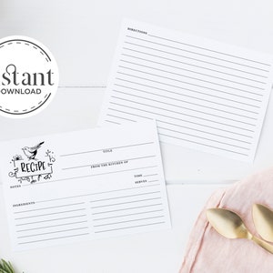 PRINTABLE Recipe Card , Instant Download Recipe Card, Bridal Shower ...