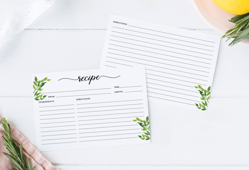 Eucalyptus Recipe Card Set for Recipe Box Printed Recipe Etsy Sweden