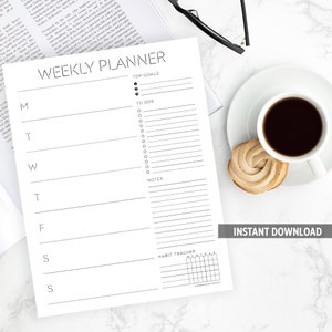 Weekly Planner // Weekly Agenda Digital Download // Instant Download
