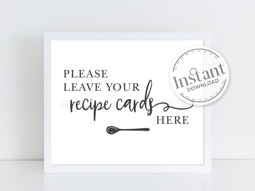 Recipe Card Sign | Place Your Recipe Cards Here | Leave Your Recipe ...