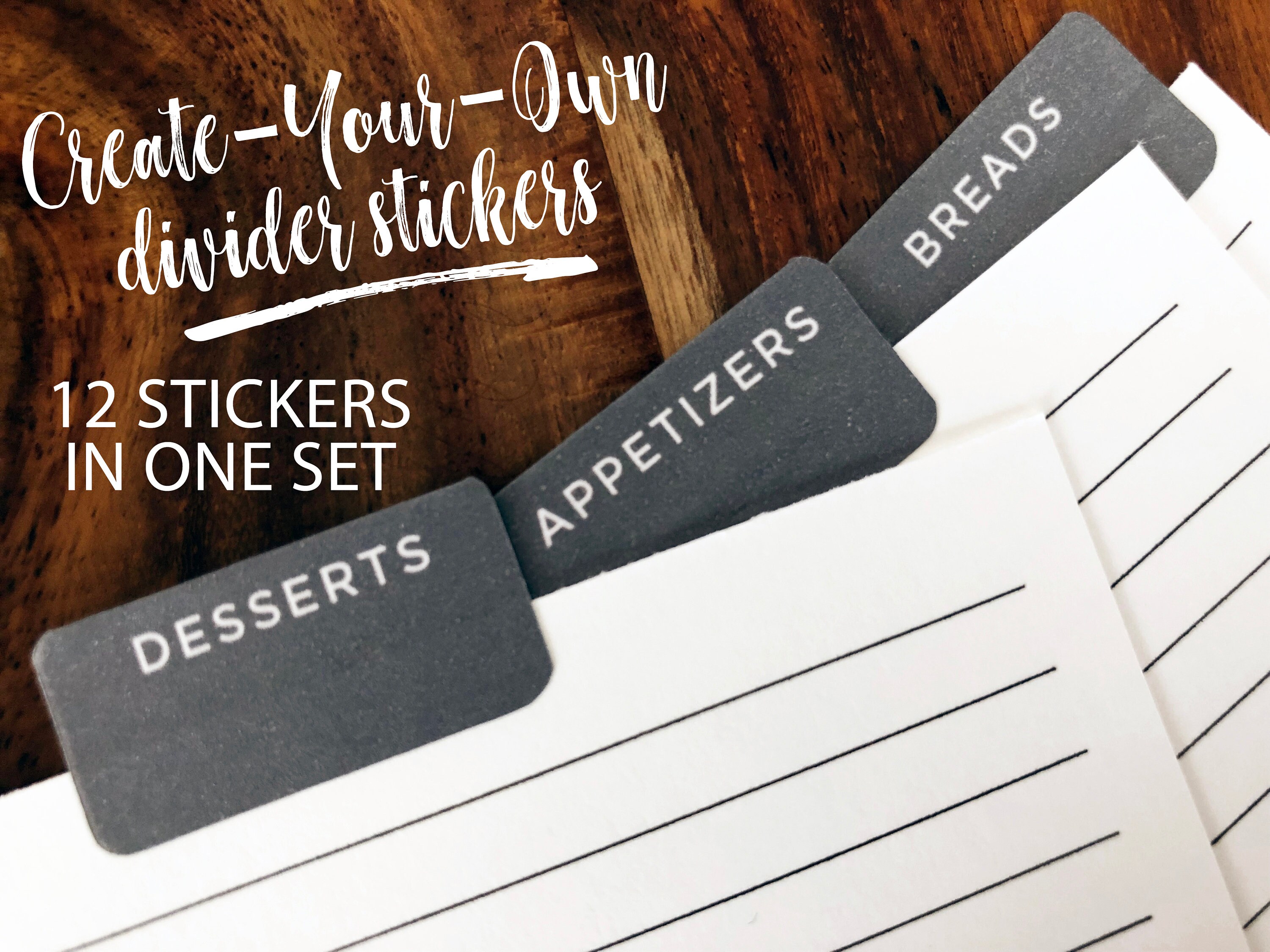 CUSTOM Recipe Box Divider Stickers // Create Your Own Divider Etsy