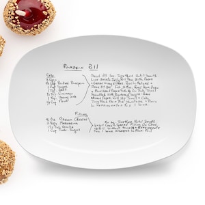 Handwritten Recipe on Platter, Custom Recipe Platter with your Original Handwriting Printed directly on platter / Meaningful gifts for home