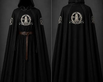 Black Royal Hooded Cloak | 17th Century Inspired Renaissance Costume