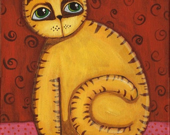 Folk Art Cats painting original GOSHRIN Cindy Bontempo