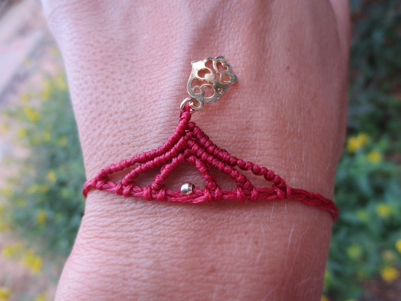 Red Macrame Bracelet hamsa hand Kabbalah bracelets Protection original spiritual Jewish artisan kabbalah charm