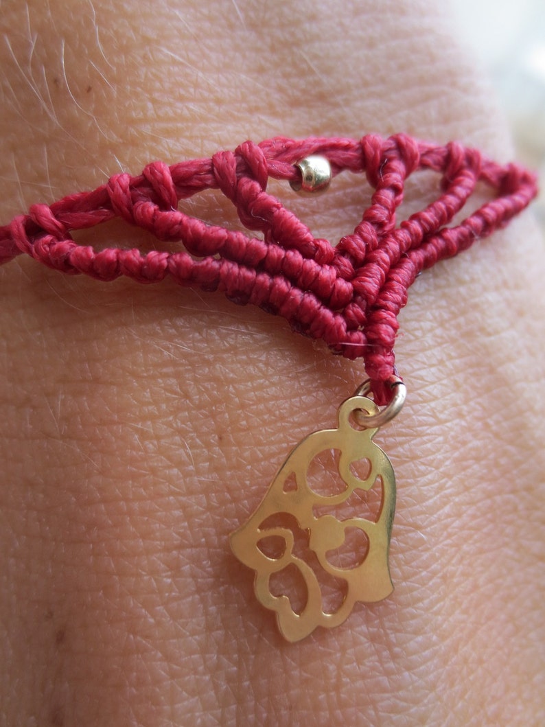 Red Macrame Bracelet hamsa hand Kabbalah bracelets Protection original spiritual Jewish artisan kabbalah charm
