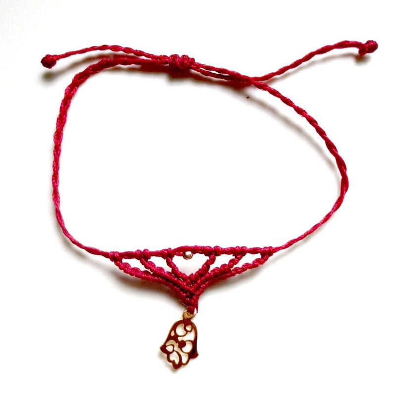 Red Macrame Bracelet hamsa hand Kabbalah bracelets Protection original spiritual Jewish artisan kabbalah charm