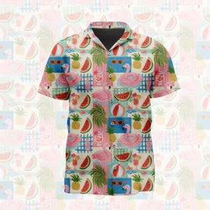 Summer Time Pool Side Pattern Casual Button Up