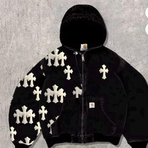 カーハート ヴィンテージ クロス パッチワーク ジップアップ フード付きジャケット – オーバーサイズ ストリートウェア フーディー