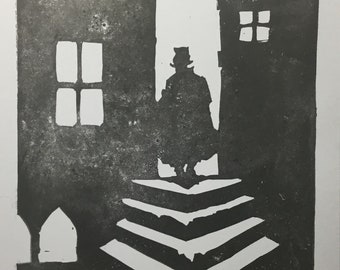 Jack The Ripper Linocut Silhouette Print